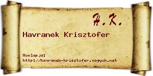 Havranek Krisztofer névjegykártya